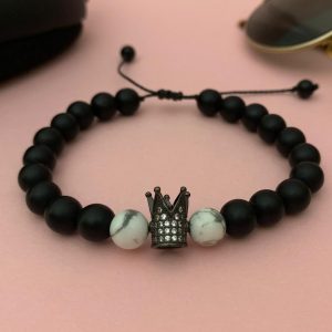 Brazalete con rocas de Onix y Jaspe Blanco